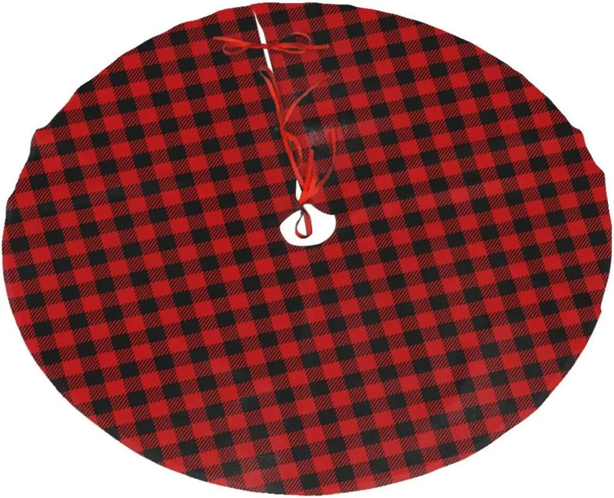 Red and Black Plaid Buffalo Christmas Tree Skirt 30/36/48 Inches Large Xmas Tree Mat Traditional Tree Ornaments Holiday Party