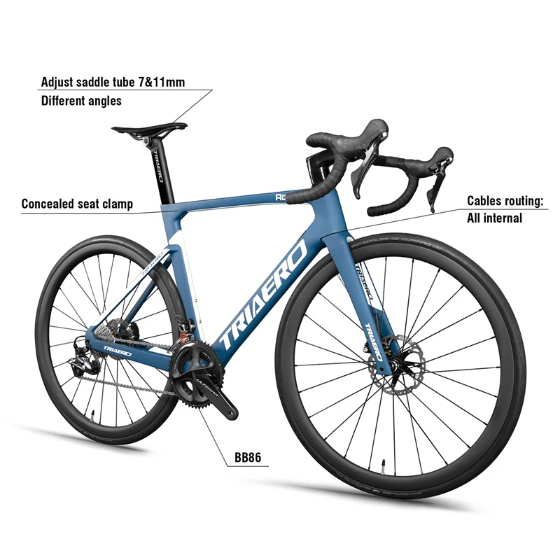 Triaero Aerodynamic All internal Disc Brake Bicycle Frames Carbon Road Bike 100*12 142*12mm Flat Mount