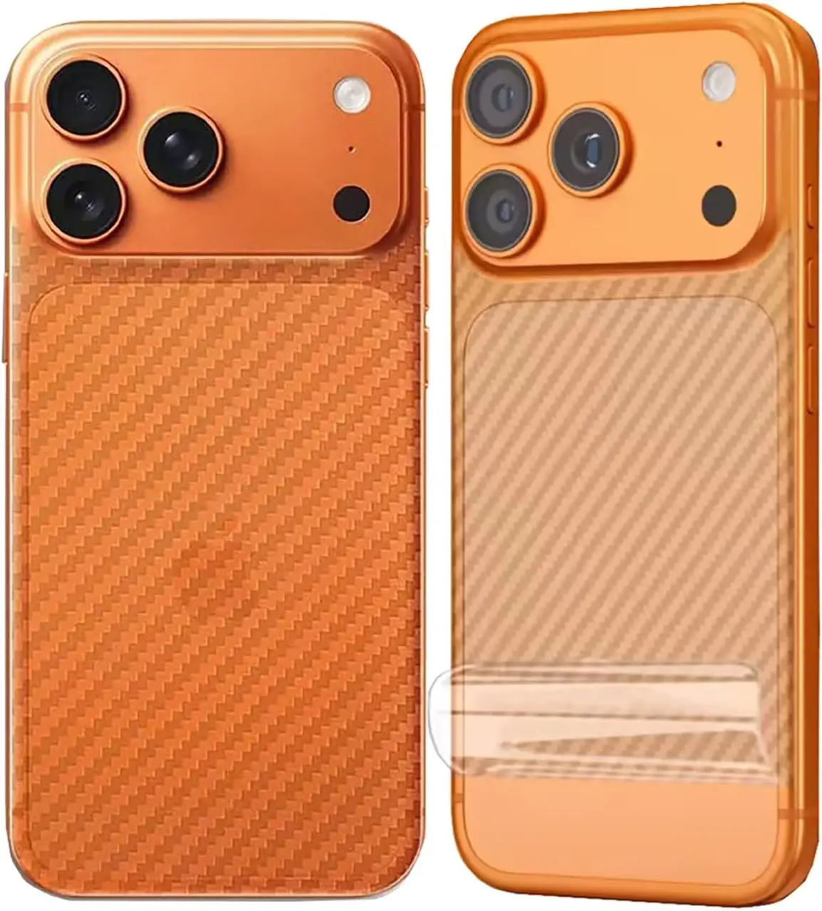 

Защитная пленка для задней панели iPhone 17 Pro Max, 3D карбоновое волокно, ультратонкая, 2 штуки, прозрачная