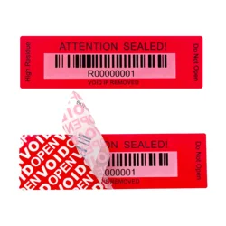 Red Tamper Evidence Sticker with Barcode Security label sticker warranty void seal label tamper-proof sticker with serial number