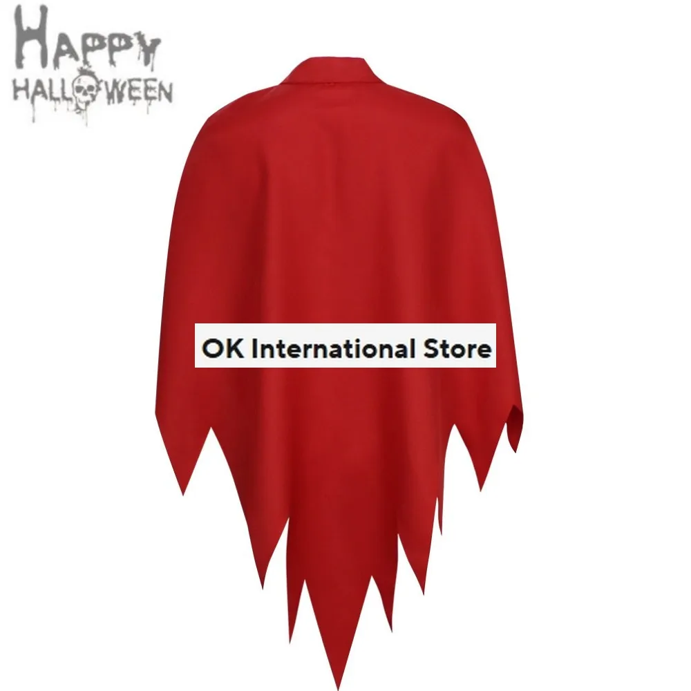 Halloween Cloak Cosplay Costume Irregular Hem Dovetail Style Red Shawl Adult Man Woman Christmas Carnival Suit