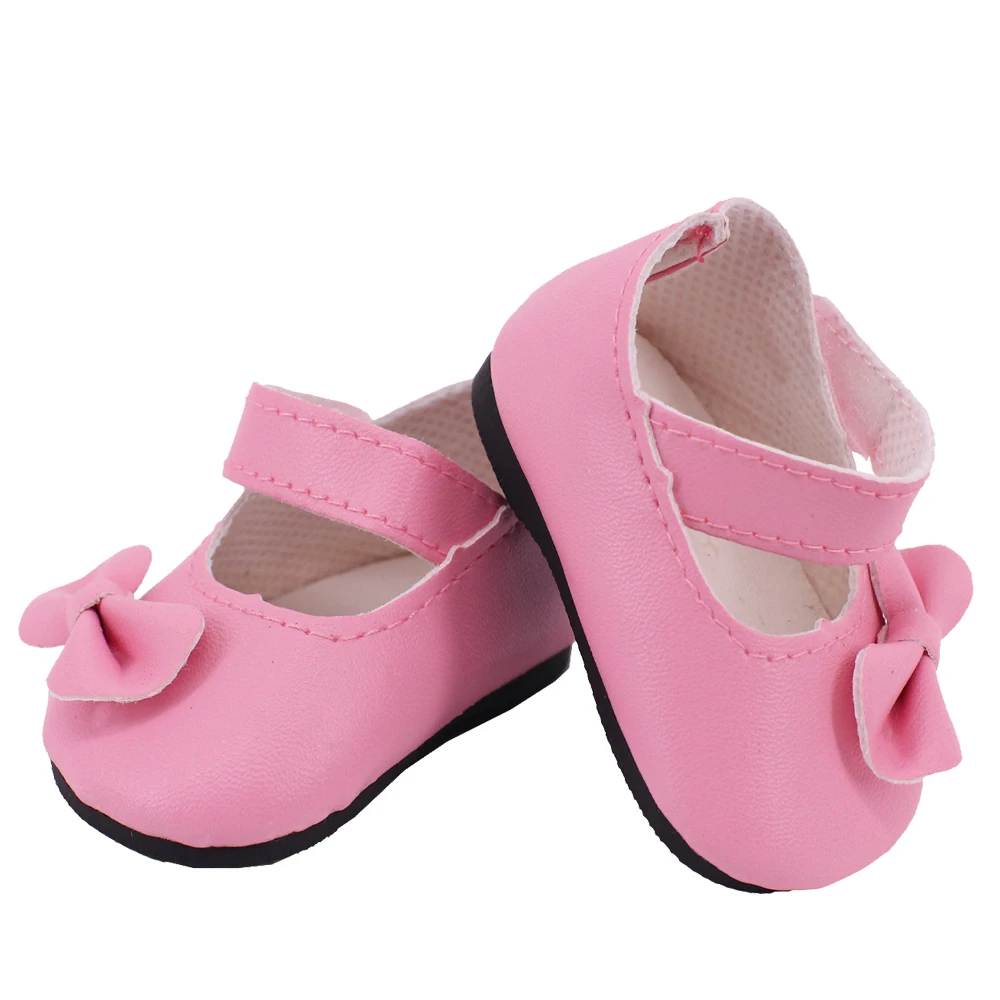 7Cm Handmade Cat PU Buckle Shoes For 18Inch American Doll 43cm Reborn Baby Doll Shoes Accessories Our Generation Girls Toy Gift