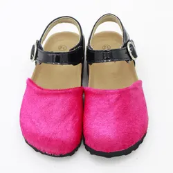 Specials! Horsehair Pony Hair Upscale Girls Shoes Cork Fashion School 4-12 Years Genuine Leather Lining Comfortable