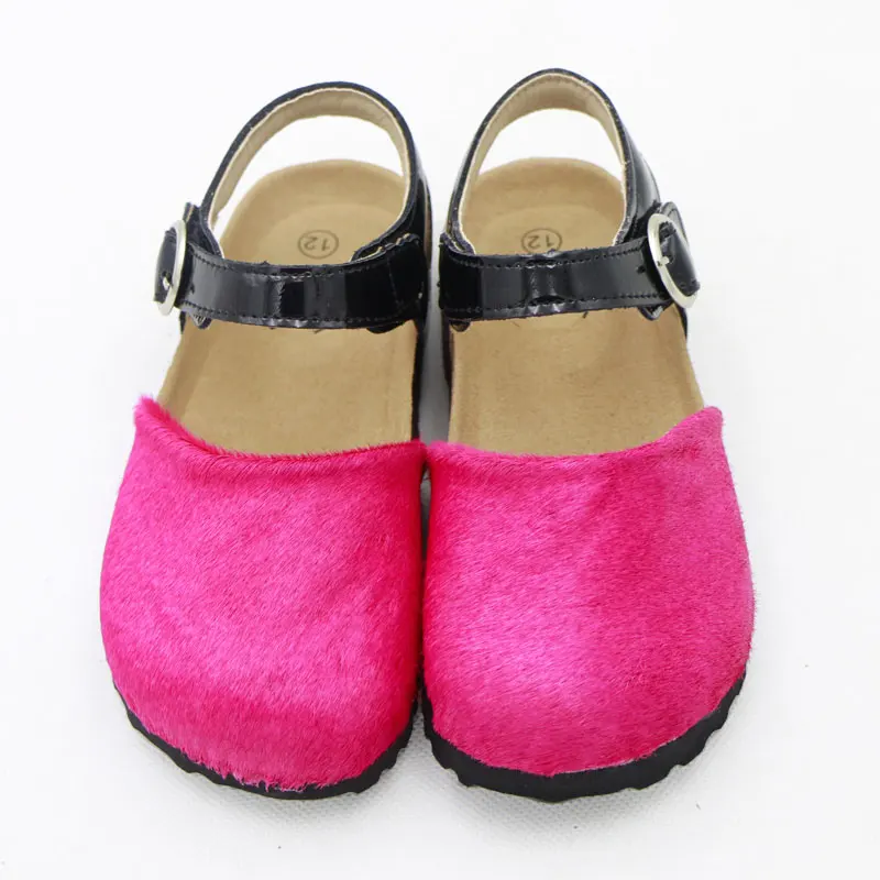 Specials! Horsehair Pony Hair Upscale Girls Shoes Cork Fashion School 4-12 Years Genuine Leather Lining Comfortable