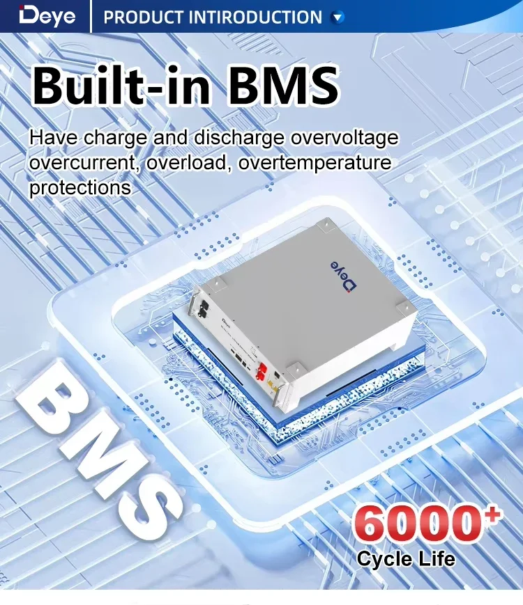 Sistema de armazenamento de energia da bateria de lítio 51,2V 100Ah de Deye SE-G5.1 Pro-B LiFePO4