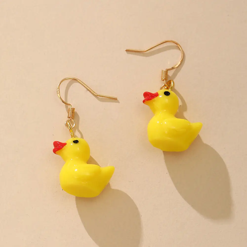 Fashion Korean Minimalist Cute Silica Gel Little Lemon Yellow Duck Earring For Temperament Girls Gift Earrings Jewelry