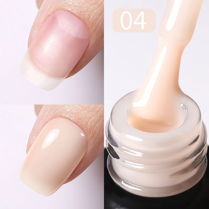BORN PRETTY Milky Pink Gel-Nagellack auf Gummibasis, Glitzer, 15 ml, semi-permanenter Lack, Soak Off, selbstnivellierendes UV-LED-Gel