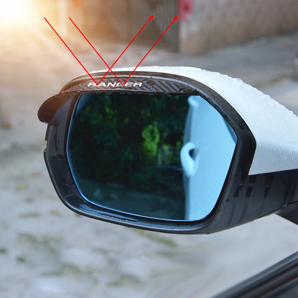 for ford ranger wildtrak F-100 ER, EQ, R Crew 2pcs car Rearview mirror Carbon fiber Rain car accessories
