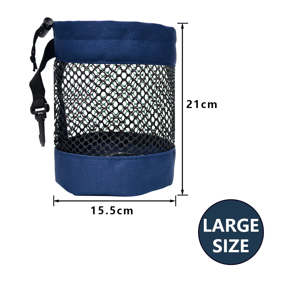Polyester Golf Ball Storage Bag with Drawstring Closure - Mesh Pocket Design for Easy Organization, Available Gray/Blue/Black