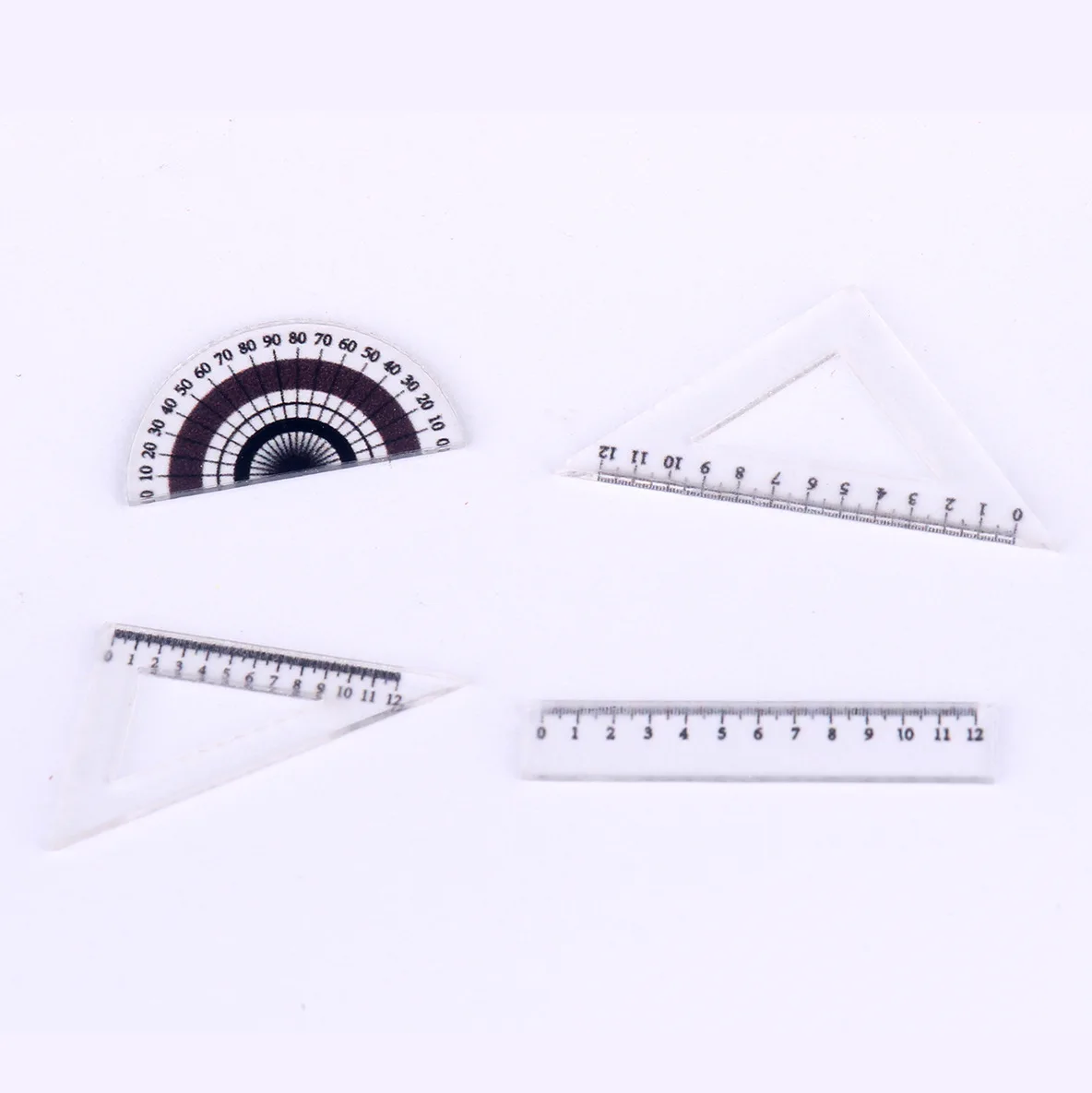 Dollhouse Plasitc Ruler Triangle Protractor Set Mini Miniature Simulation School Model Learning Supplies Landscape Accessories view 4