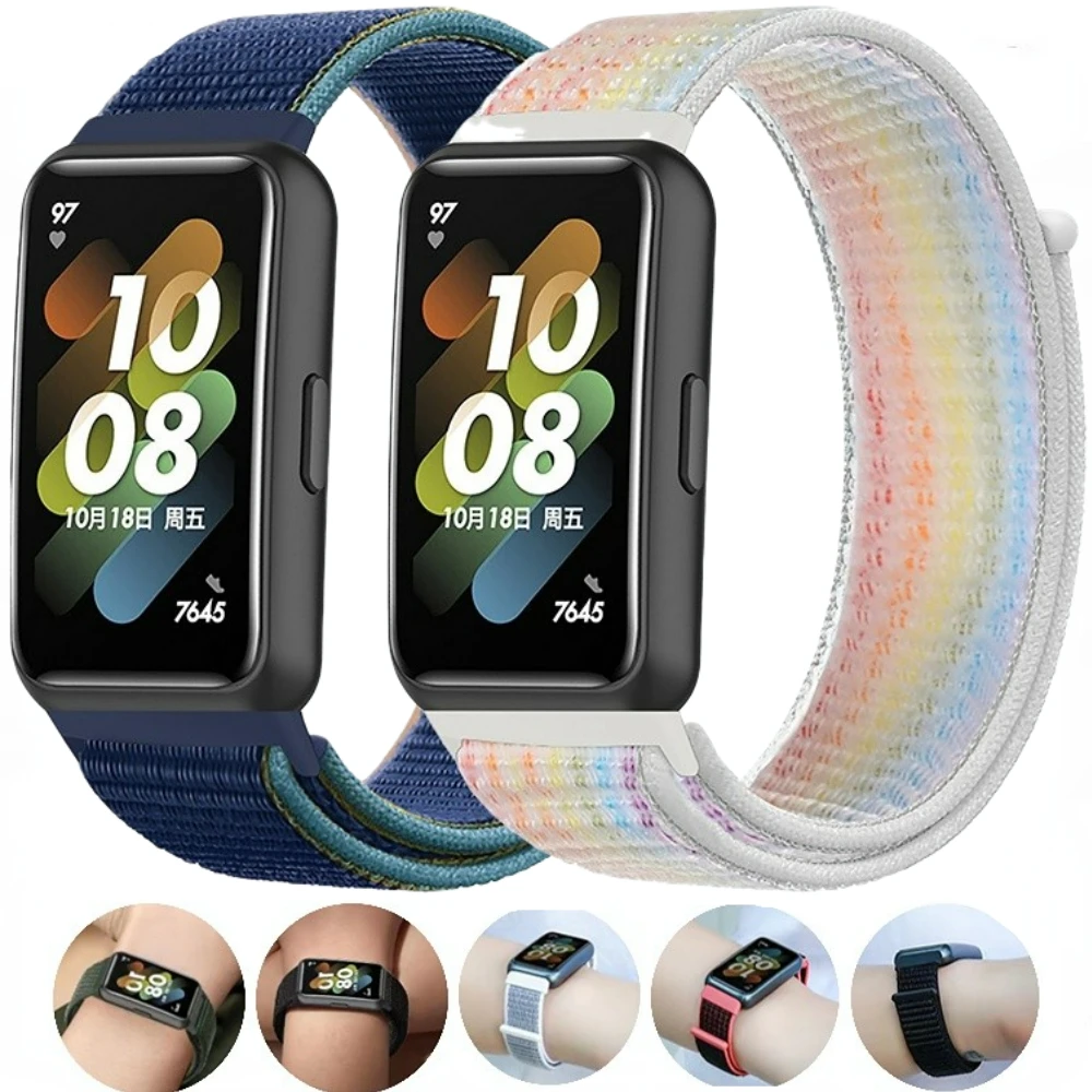 

Nylon Solo Loop Strap for Huawei Band 7 Original Bracelet Smart Watch Replacement Elasticity Wristband for Huawei Band 7 Correa
