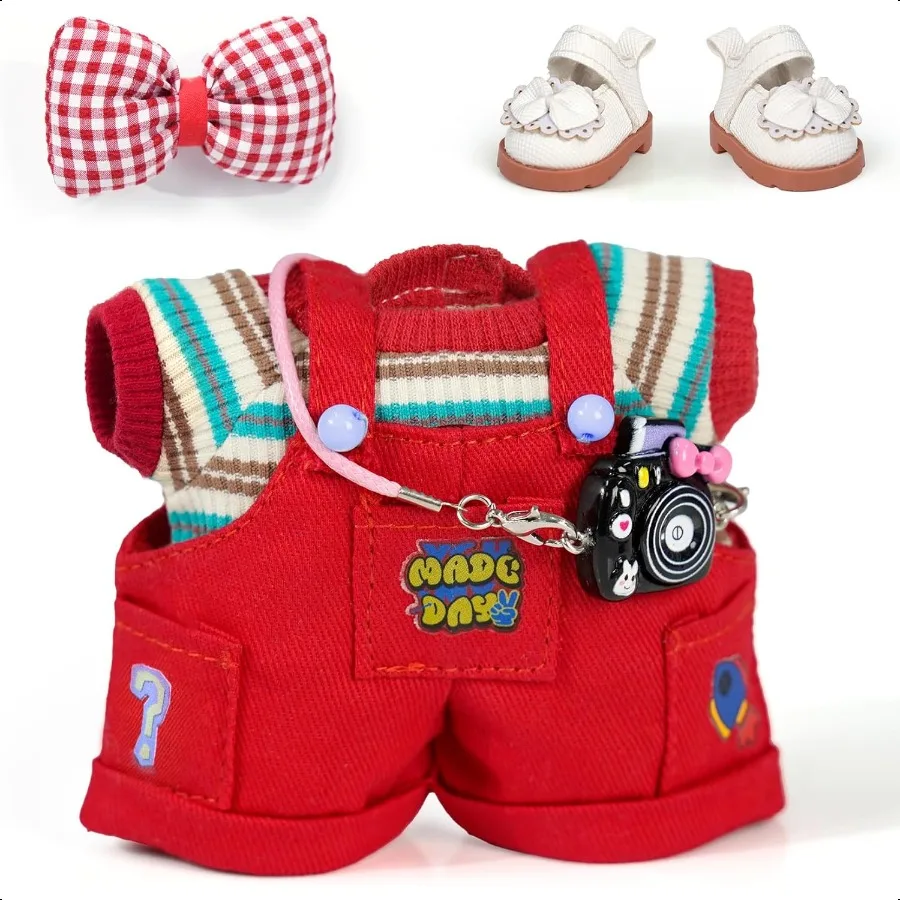 

Комплект одежды для куклы 17 см, комплект одежды из 6 предметов, крутые стильные аксессуары для кукол 17 см, одежда, свитер + крутой комбинезон + маленькая камера + обувь без дел