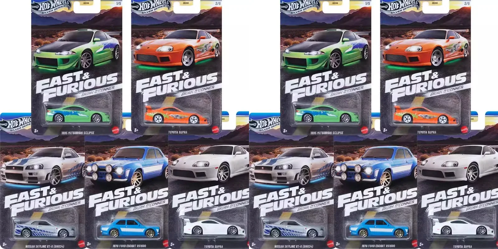 HNR88 HOT WHEELS 1:64 Fast & Furious nissan skyline gtr bnr34 supra eclipse ford escort rs1600 diecast alloy car model