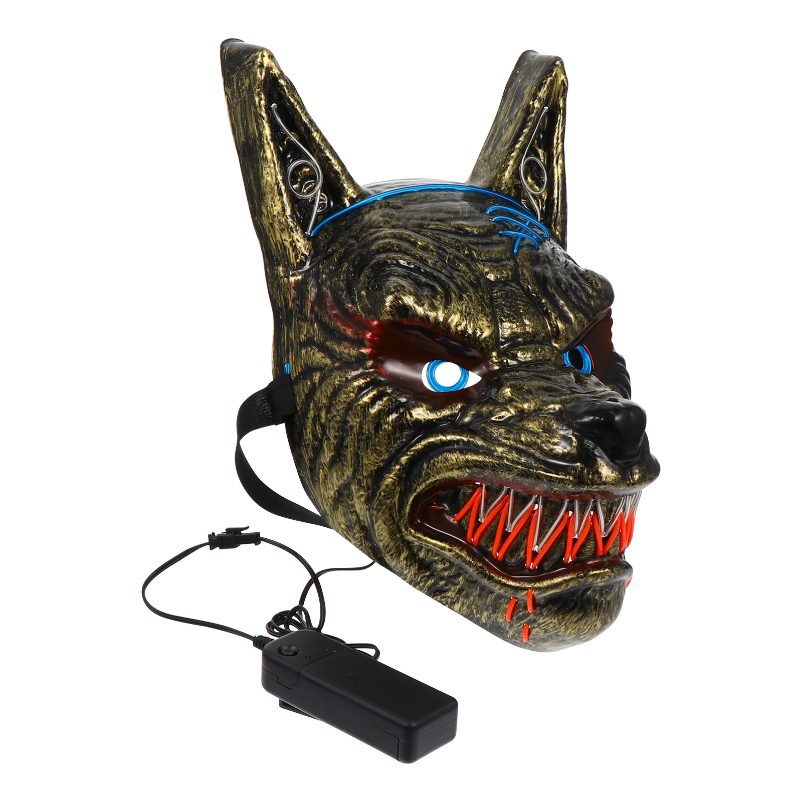 

Scary for Mask Wolf Head Halloween Party Cosplay Accessories Golden Pvc Man