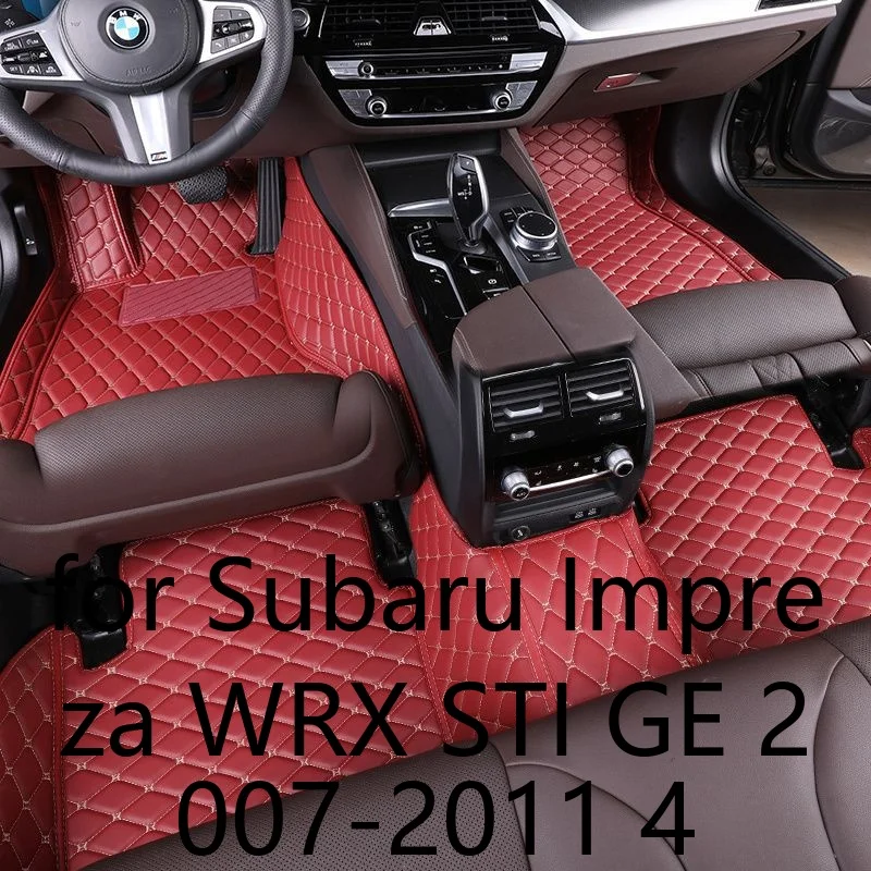 Vollständig umschließende Fußmatten aus PU-Leder für Subaru Impreza WRX STI GE 2007-2011, 4-Sitzer, schmutzabweisend, verschleißfest, rutschfest, maßgefertigte Auto-Fußmatten für Elektrofahrzeuge