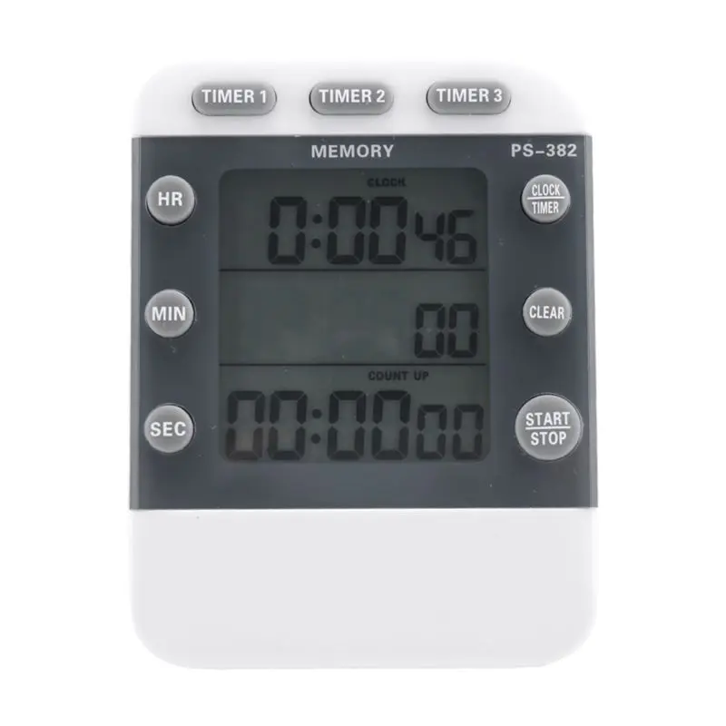 J1UL1N 2X Digital Timer 100 Hour Triple Count Down/Up Clock Timer Kitchen Cooking Timer With LCD Display Loud Alarm Bracket