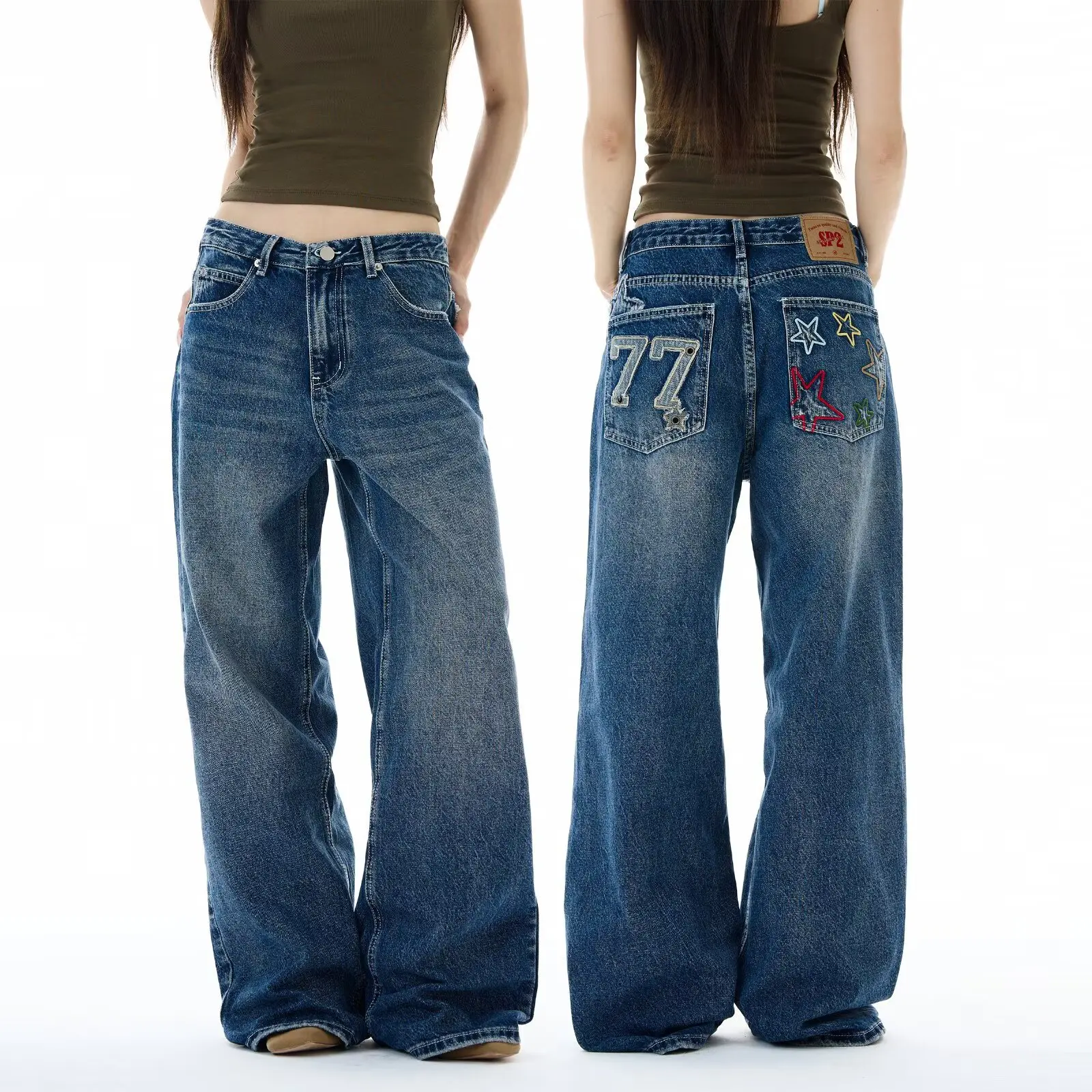 

Новые женские джинсы-клеш с высокой талией в американском стиле, светло-голубые, длиной в пол