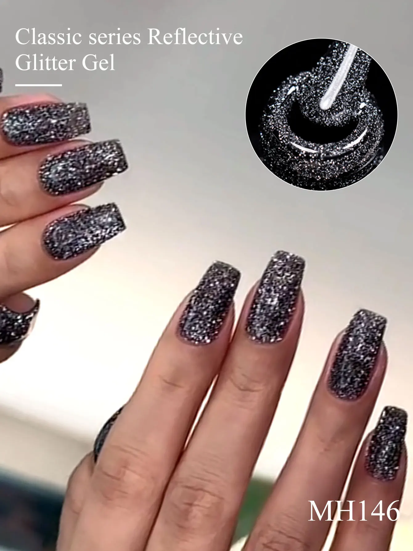 7ml Klasyczny Lakier Hybrydowy z Brokatem Odblaskowym, Półtrwały Lakier do Paznokci do Projektowania Manicure, Bez TPO i HEMA