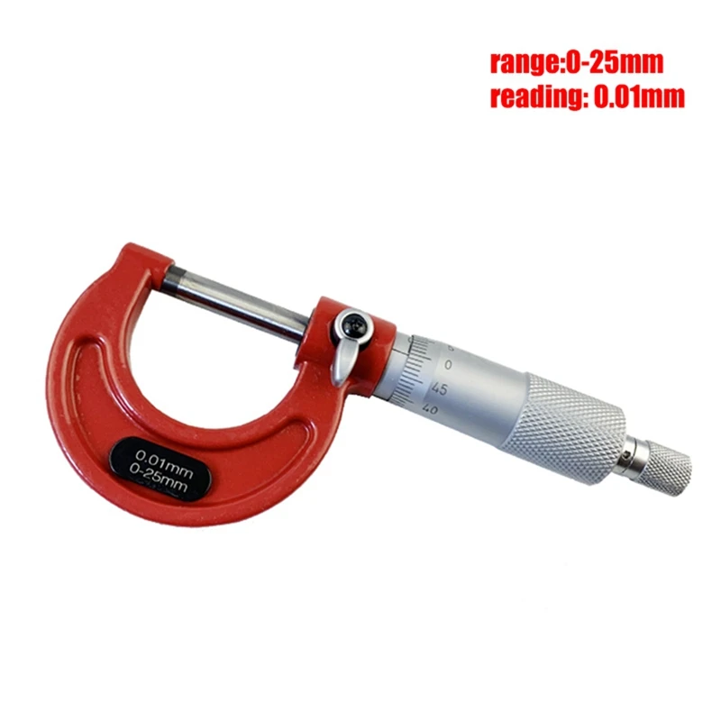 4 PCS 0-25Mm-50Mm-75Mm-100Mm Outside Micrometer Set With Standards Ratchet Stop Red 0-100Mm Range 0.01Mm Graduation