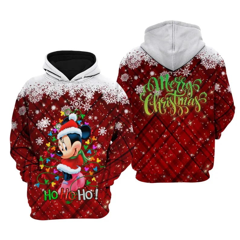 

2022 New Minnie Mouse Red Christmas Hoodie Disney Sweatshirt/Hoodie/Fleece Jacket |Stylist Unisex Cartoon Graphic Outfits