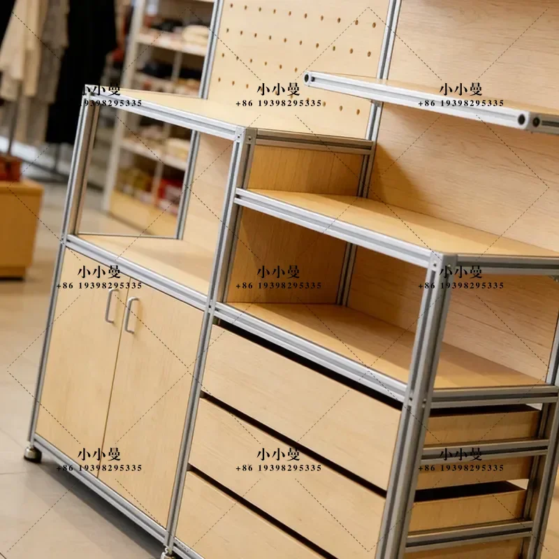 Aluminum Alloy Commercial Shelf Multi-layer Display Cabinet Perforated Plate Multifunctional Rack with Drawer and Locker