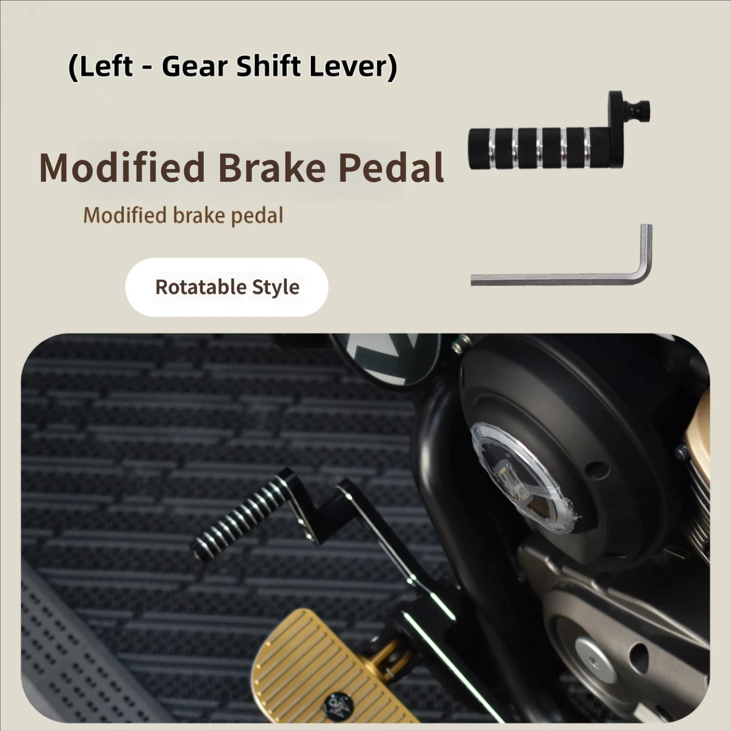 For QJMOTOR SRV600  Enlarged Footpeg, Widened Anti-Slip Brake Shift Lever Extended Clutch Gear Rod No-Drill Moto Mod Parts