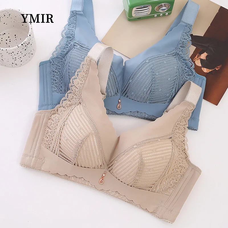 

Women's Bras New Fashion Lace Solid Color Sexy Lingerie No Steel Rings Receiving Side Breasts Gathering Bras Women Sleep Tops