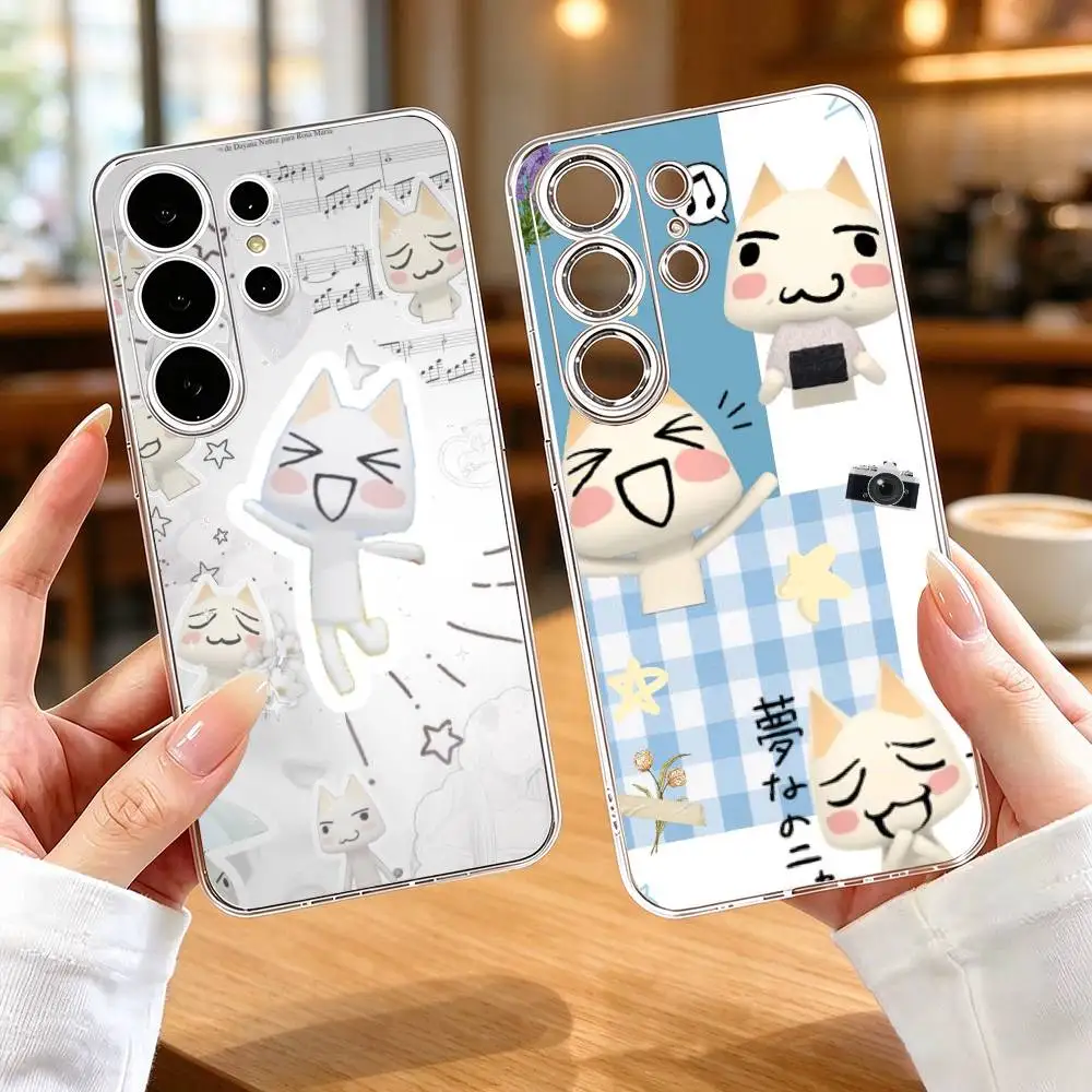 I-INS Cute Toro Inoue Cat  Phone Case Transparent Silicone Soft For Samsung S25,S24,S21,S22,S23,S30,Ultra,S20,Plus,Fe
