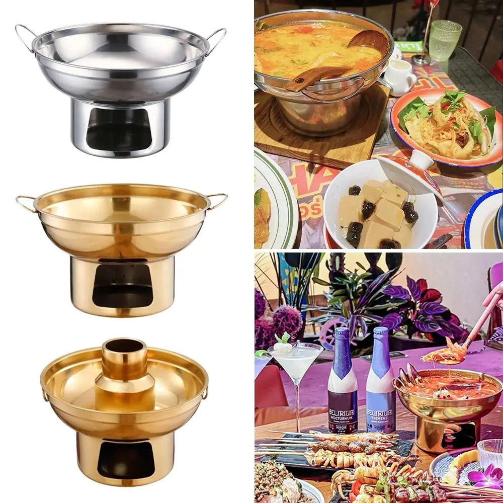 Durable 20/22cm Hot Pot Thickened Stainless Steel Cooking Pot Double Ears Cooking Kitchen Cookware Outdoors