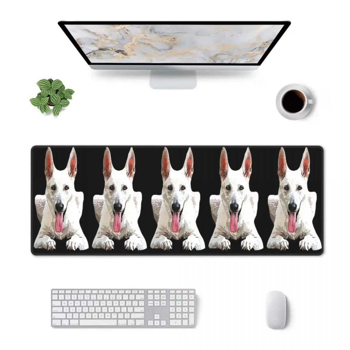 Large Mouse Pad White Swiss Shepherd White German Shepherd Gamer PC Laptop Mats Keyboard Carpet Computer Gaming Office Desk Mat