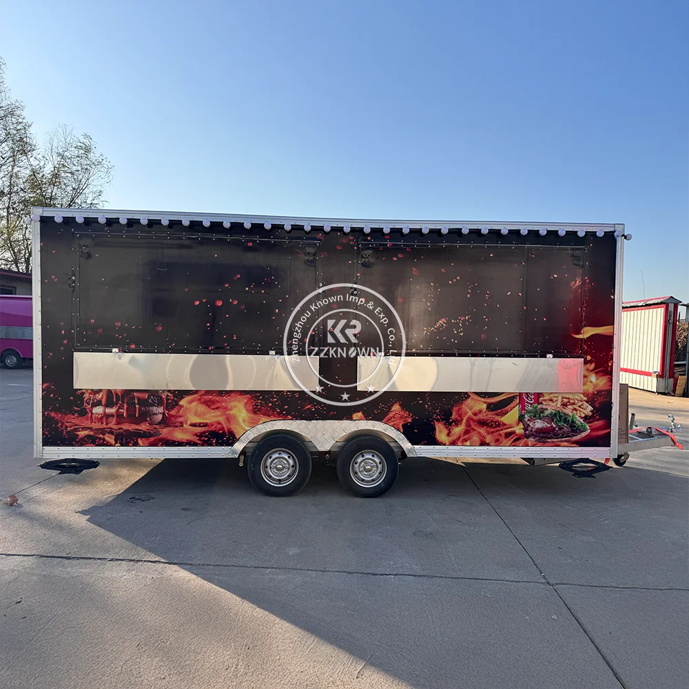 Rimorchio per alimenti per barbecue Carrello per alimenti standard americano completamente attrezzato Chiosco per pizza Rimorchio per catering Carrello per alimenti da cucina mobile