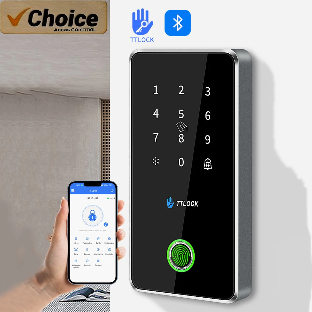 Fingerprint/NFC/Bluetooth Access Control System - 13.56MHz RFID Electric Gate Lock with IP65 Waterproof Metal Keypad for home