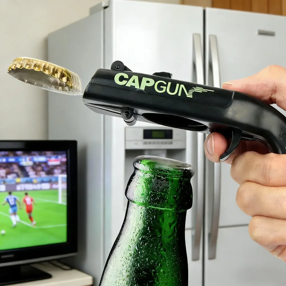 1/2/4Pcs Bottle Opener Portable Cap Gun Creative Flying Cap Launcher Beer Opener Bar Tools Beverage Opener Shaped Cap Opener