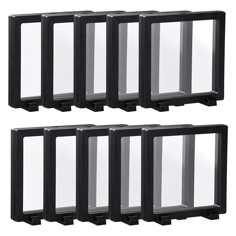 AA14 10X Black 3D Floating Case Holder Coin Floating Display with Base for Coin Medallions Jewelry