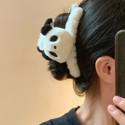 Panda plush grab clip large autumn and winter new cute hair shark clip girl cartoon hairpin headpiece headpiece