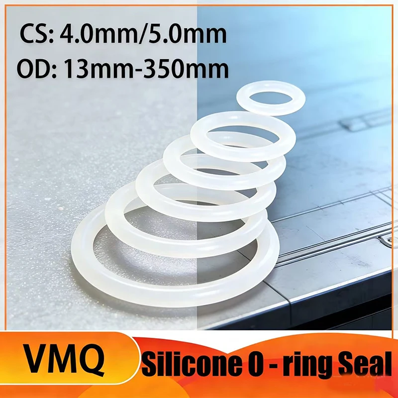 CS 4,0 mm/5,0 mm VMQ Weißer Silikon-O-Ring-Dichtungsring Silikondichtung Hochtemperaturbeständig Wasserdicht Ungiftig OD13-350 mm