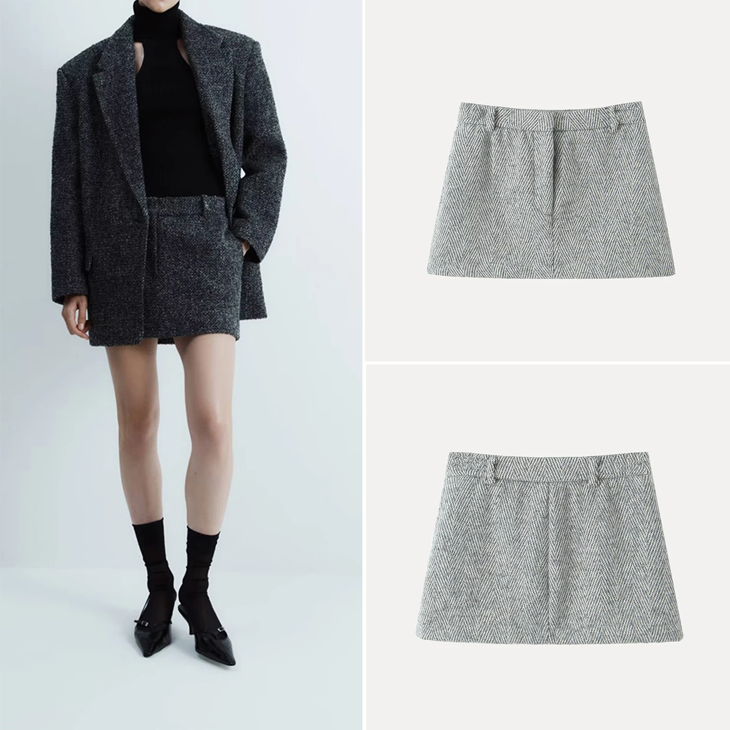 Spódnica damska Ele, wysoki stan, krój A, modna, uniwersalna, do noszenia na co dzień, wełniana spódnica marki Z, jesień 2025