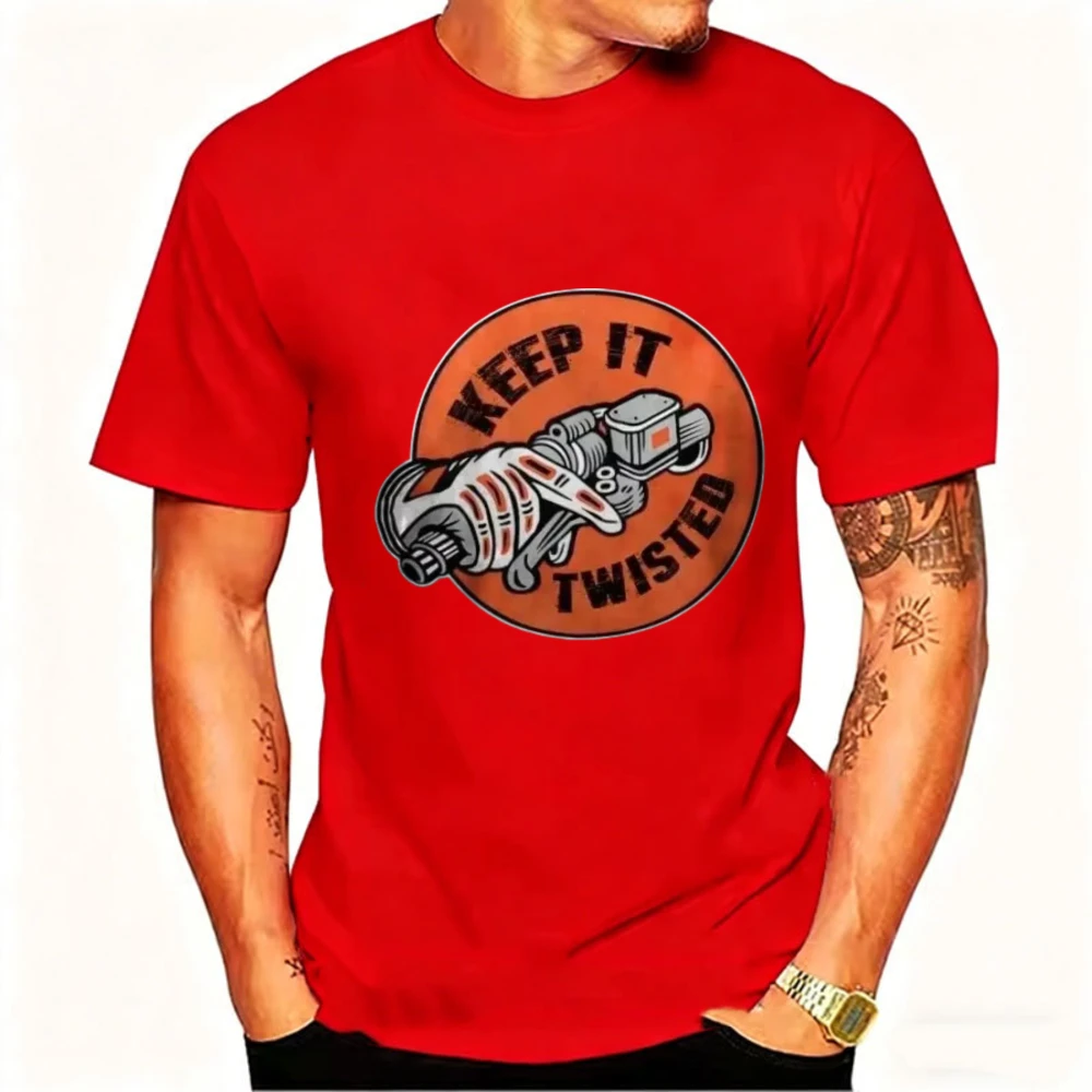 Twist Throttle T-Shirt Men Vintage Carburetor Piston Graphic Tee Keep It Twisted Quote Casual Biker Short Sleeve Railway Lovers