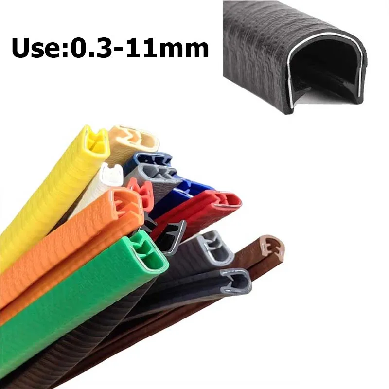 1/5Meter Higth8-26mm Width6-26mm U-Shaped Sealing Strip Rubber Edging Stainless Steel Protectio Car Door Edge Seal Strip