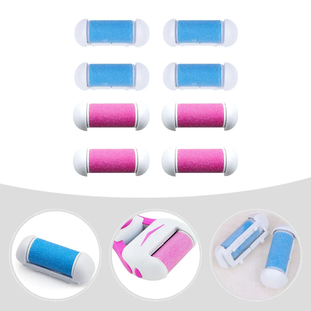

8pcs Foot Replacement Heads Reusable Washable Pedicure Roller Heads For Dead Skin Removal Cracked Heels Calluses Electric Foot