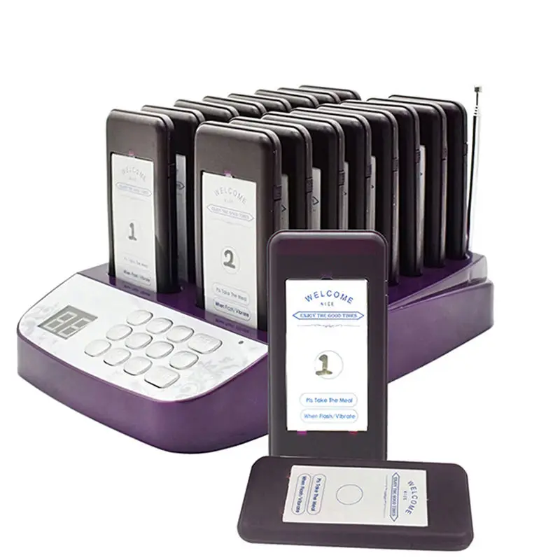 

Fast Food System Electronic Paging Equipment 16 Pagers Restaurant Coaster Guest Call Queuing Wireless Cafe Buzzer Pager