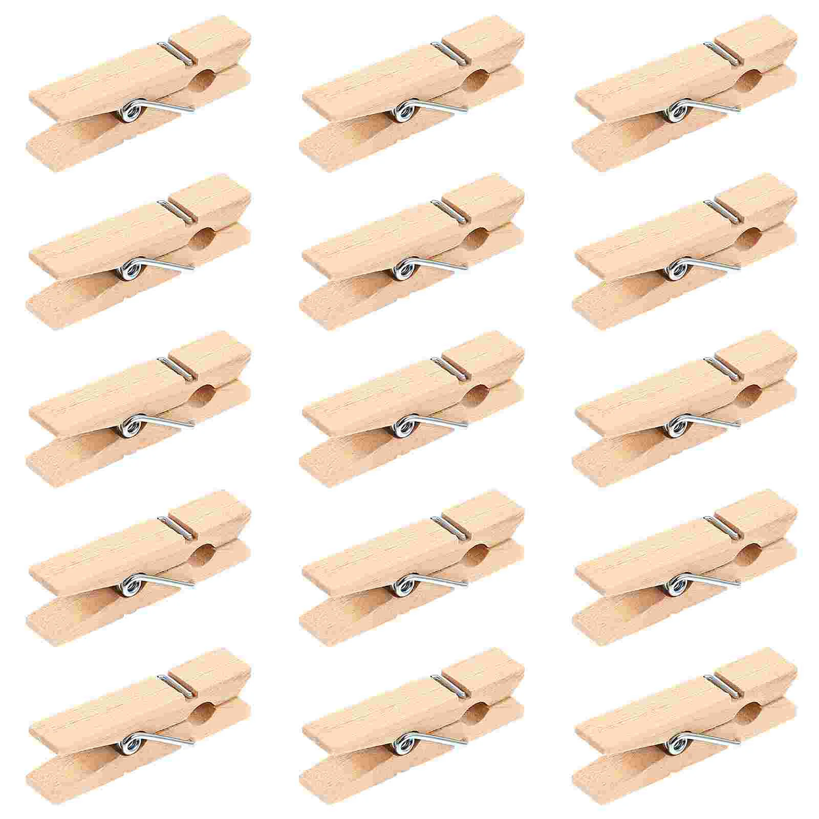 Wooden Clip Crafts Photo Display Clamps Decorative Clips for Hanging Pictures with Rope Wall Message Natural