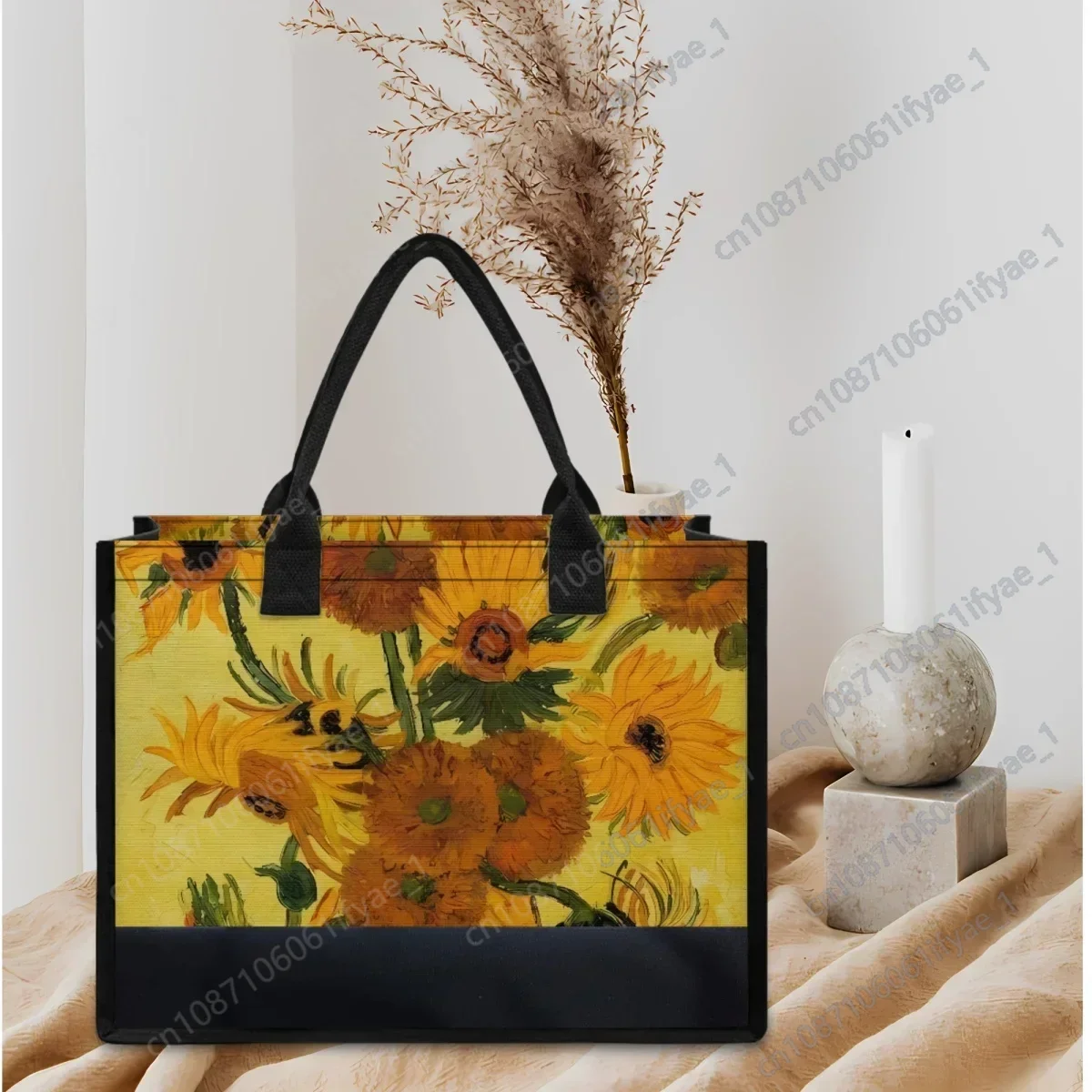 

New Portable Top Handle Handbag Van Gogh Oil Painting Sunflower Casual Women Totes Vintage Popular Shoulder Bag Female Coin Bags