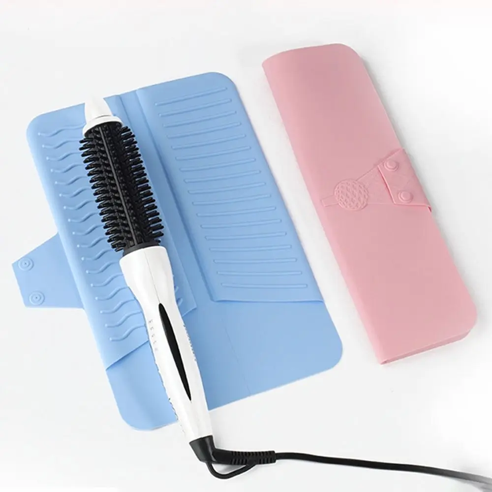 2 in 1 Hair Curler Storage Bag Folding Silicone Straightener Storage Pouch Waterproof Portable Curling Iron Carrying Case
