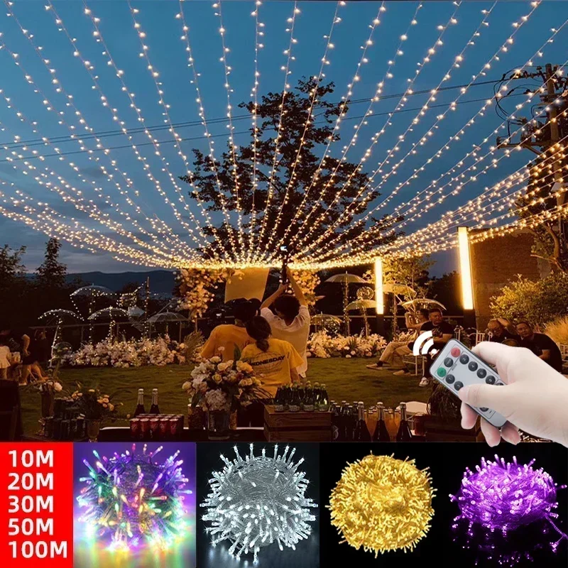 5M-100M Led Christmas Lights Outdoor led Fairy String Lights for Tree Ramadan 2025 Party Holiday Wedding Garland Decoration