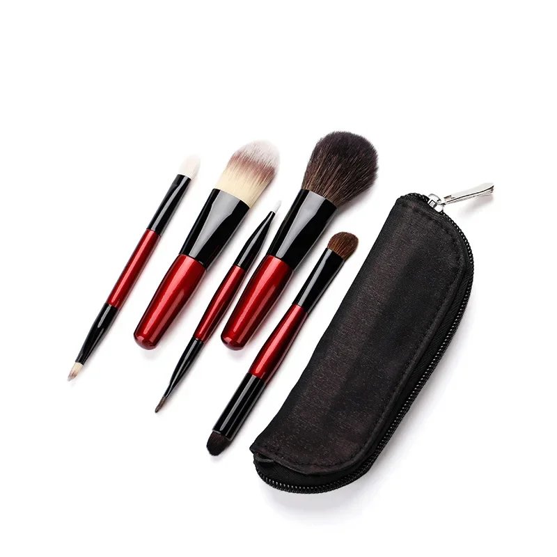 Mini Makeup Brushes Set 5 Pcs Eye Shadow Foundation Powder Eyelash Lip Concealer Blush Make Up Brush Set Travel Portable Soft