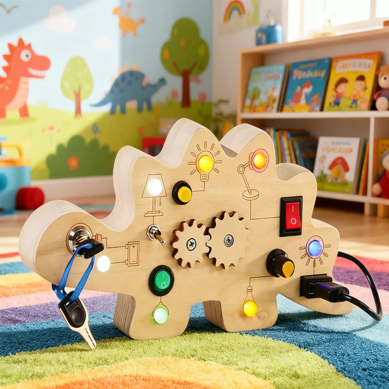 Luci per bambini '' Tavola occupata Giocattoli sensoriali Montessori Interruttore Giochi luminosi a LED Tavola attività Pensiero Educazione Giocattoli da viaggio per bambini..