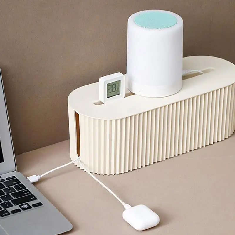 صندوق إدارة الكابلات مع غطاء 33x13.2x11 سنتيمتر أسلاك شرائط الطاقة المنظم مكافحة الغبار مقبس الشاحن شبكة خط صندوق تخزين