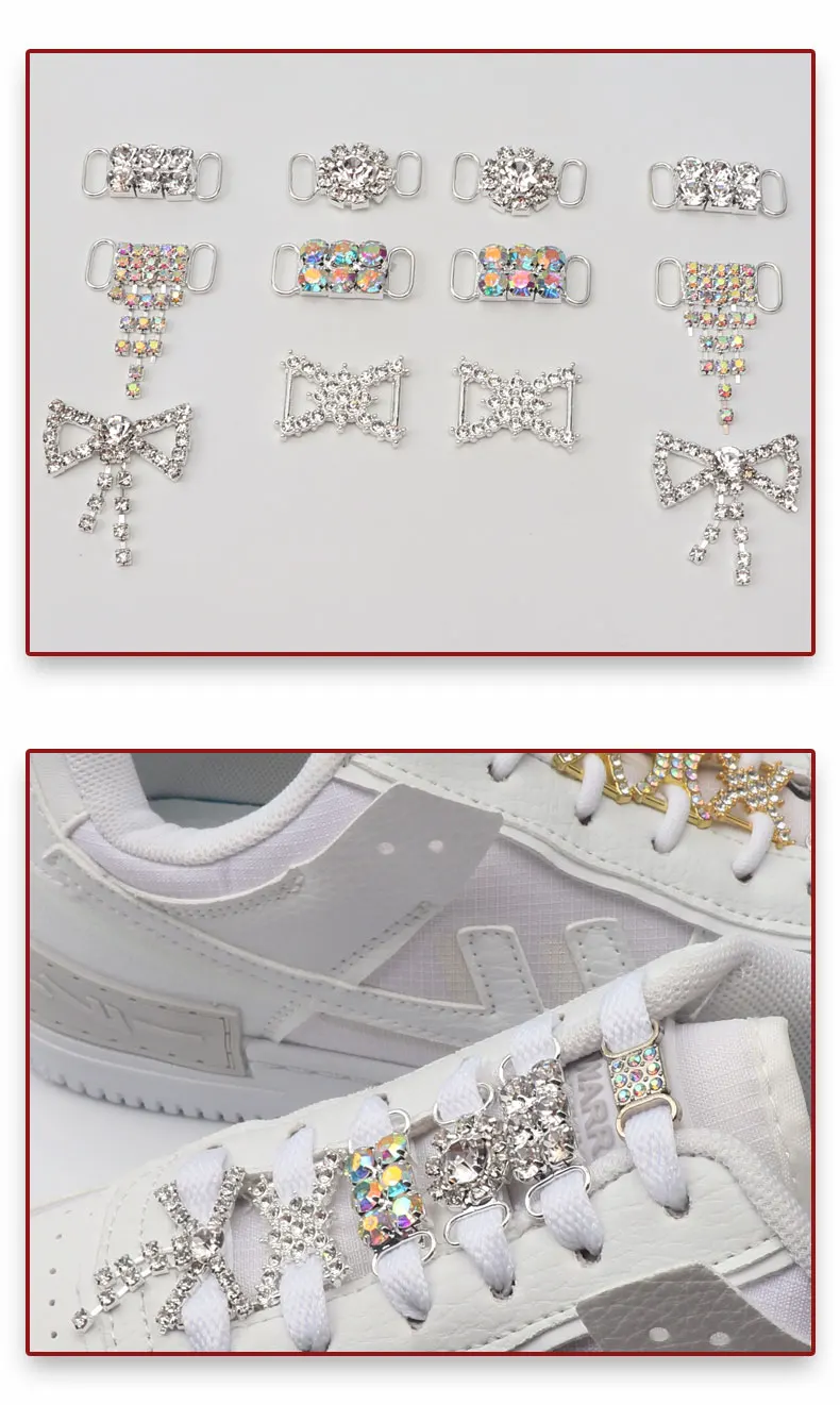 Diamant-Schuhdekorationen Schnürsenkel Metall-Schnallen-Charms Luxus-Strass-Schuhzubehör Metall-Schnürsenkelschloss Sneaker 1 Paar – Detail 7
