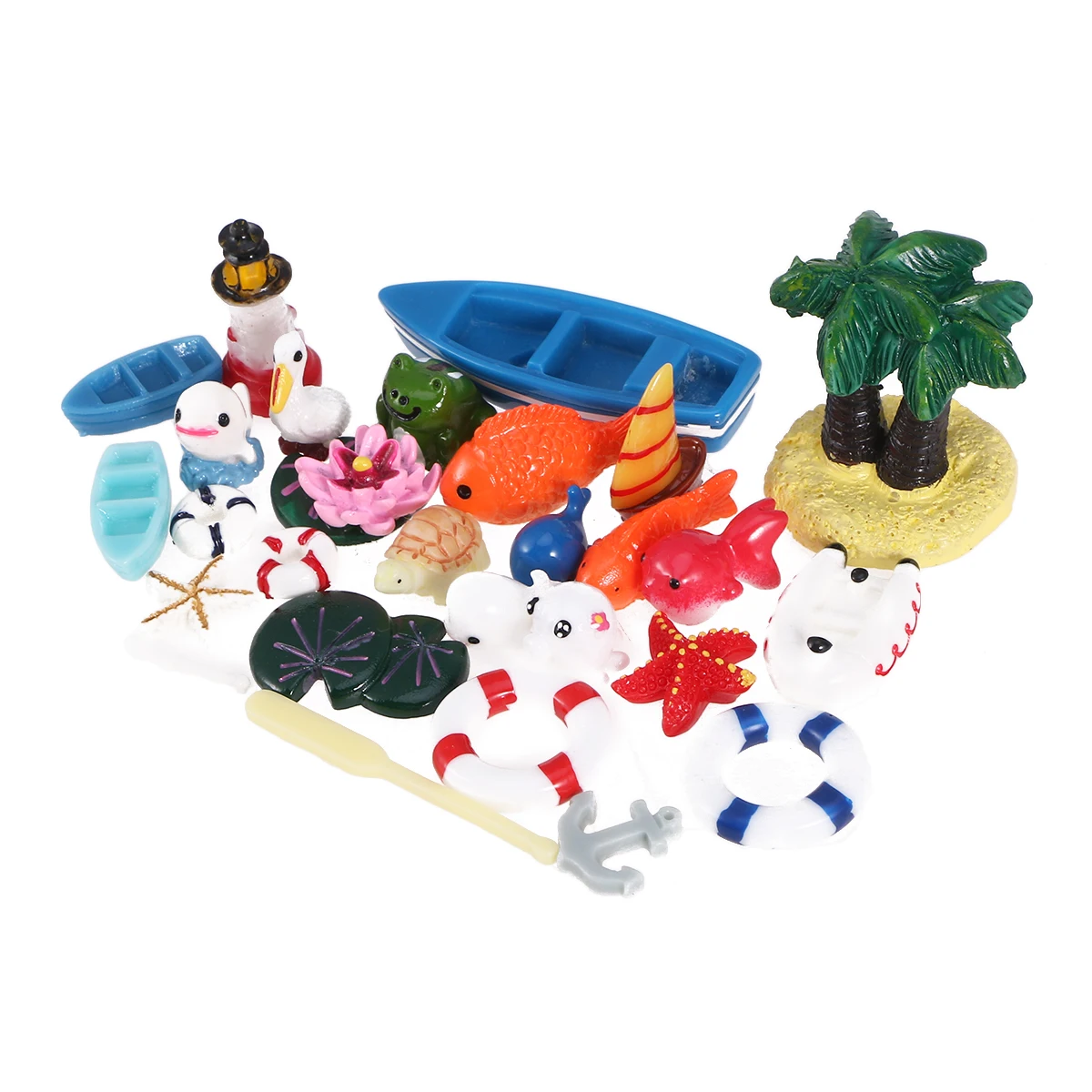 28Pcs Ocean Resin Ornaments Cute Mini Aquarium Decor for Fresh Salt Water Tanks Beach Theme Party Home Vivarium Landscape Craft